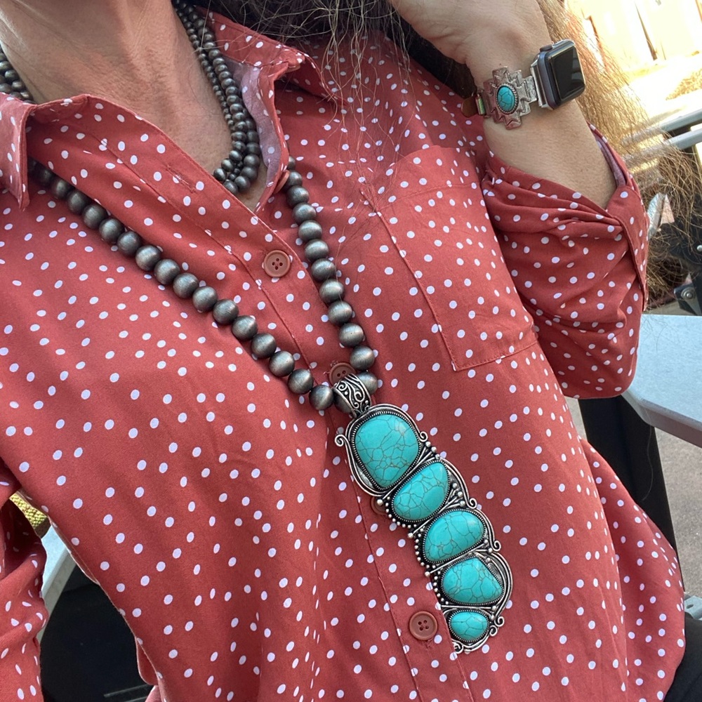 Amazing Faux Turquoise Statement Necklace